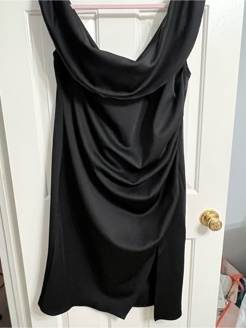 ASOS Curve Black Satin Cowl Neck Dress